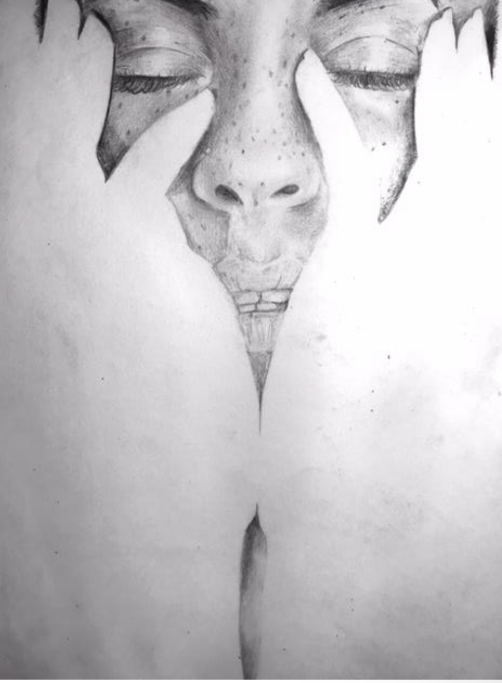 Graphite hands and face study