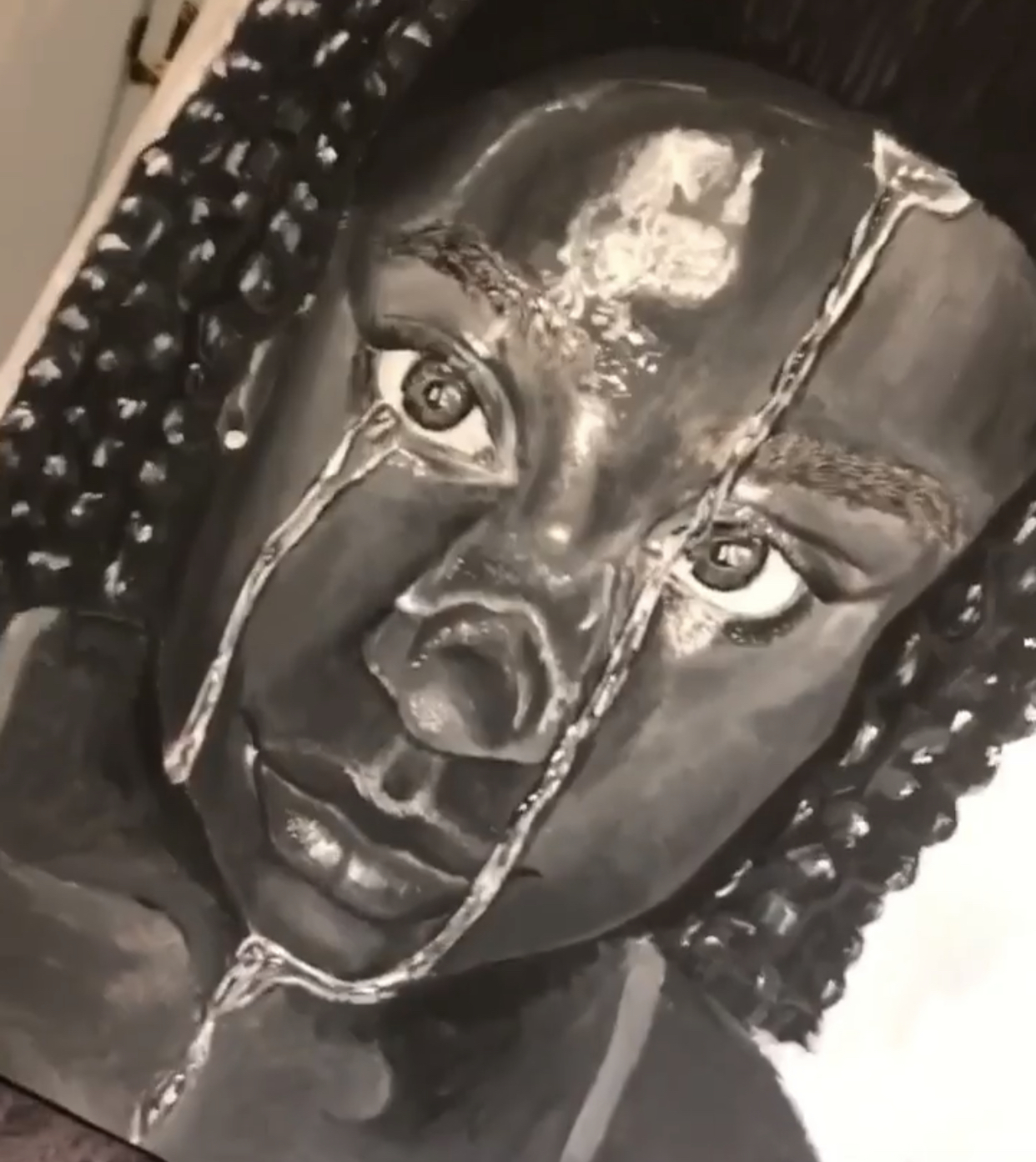 Charcoal emotional portrait
