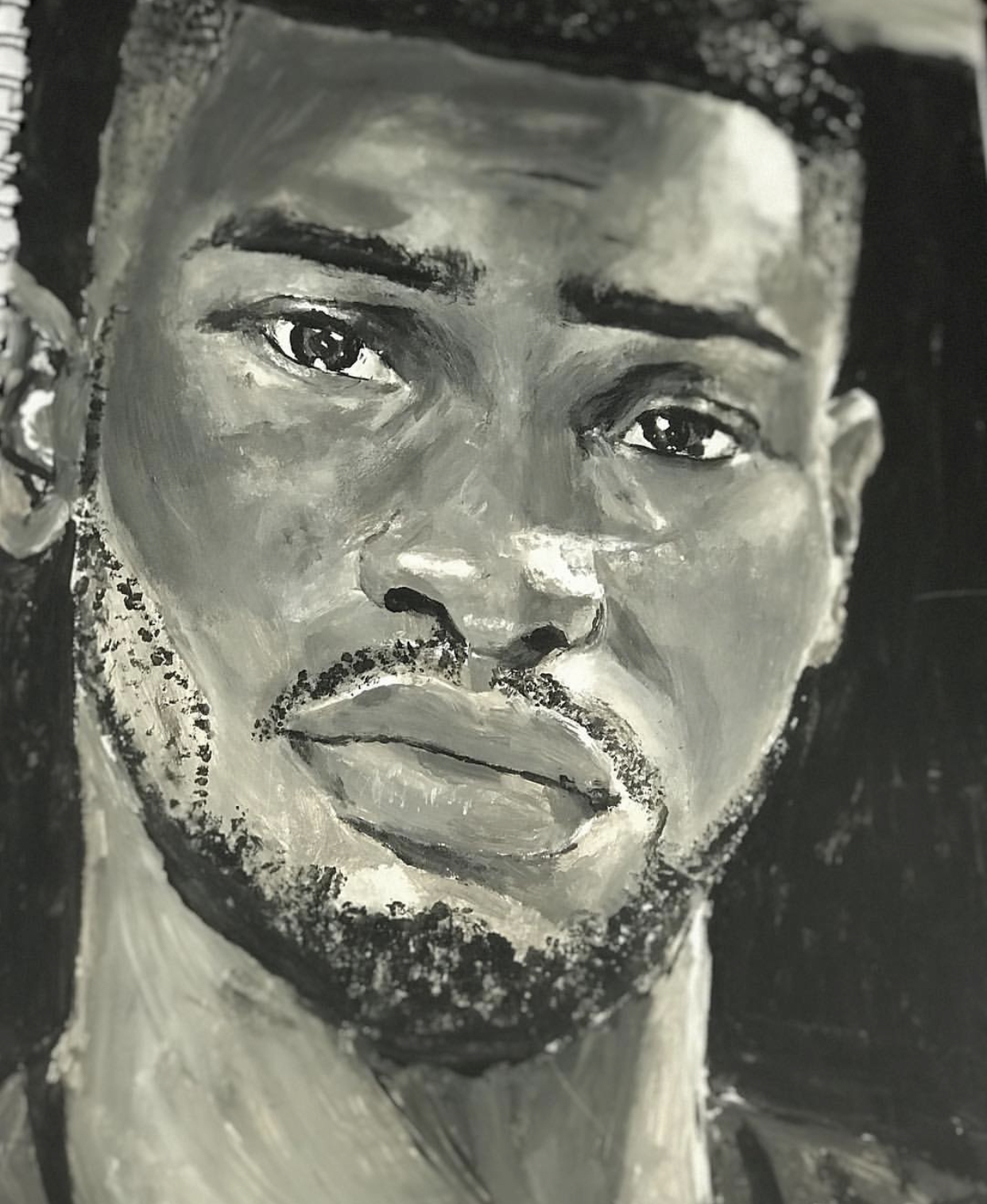 Monochrome portrait painting